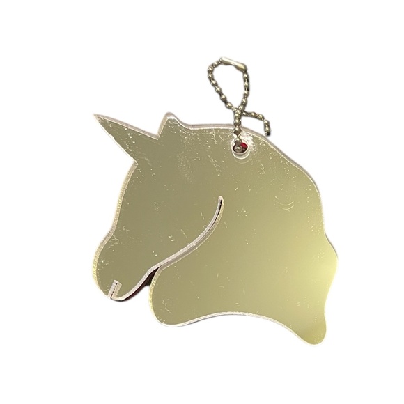 Mirrored Acrylic Red Unicorn Back Pack Charm Mirror Back NEW Lucky Charm - Picture 2 of 2